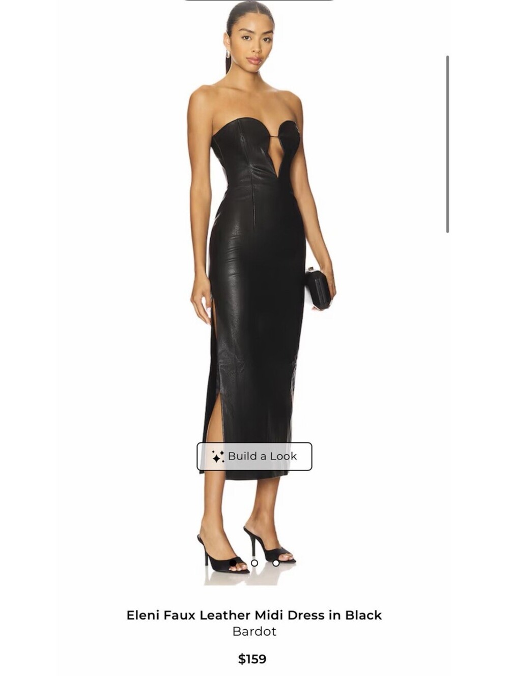 Bardot Faux Leather Split Hem Midi Bodycon Dress Black XXL REVOLVE (flaw)